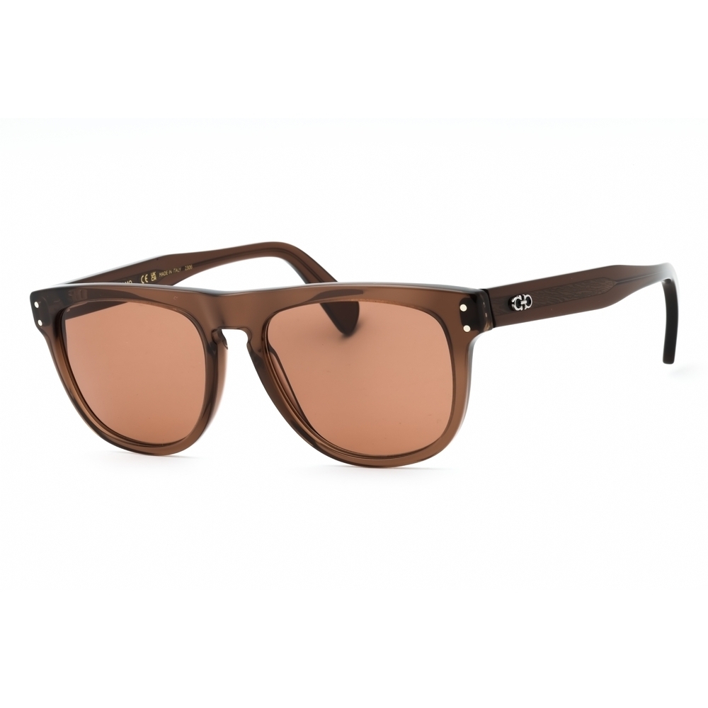 NWT Salvatore Ferragamo SF1111S Transparent Brown Rectangle 55mm Sunglasses